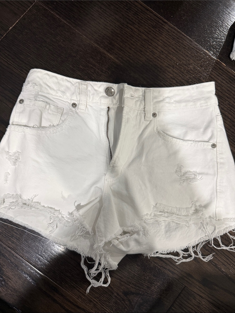 Garage White Distressed Denim Cutoff Shorts